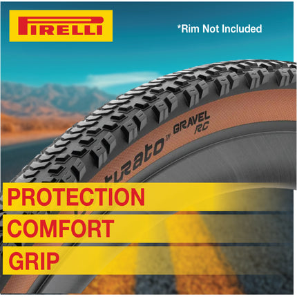 Pirelli Cinturato Gravel RC Classic 40-622 (700 x 40c) Race Bicycle Tire & 33/45-622 Presta Cinturato SmarTUBE - SpeedGrip Compound, Clincher Type, Tubeless Ready Bike Tire with Keychain