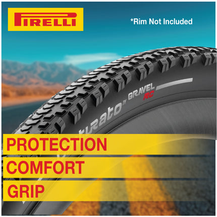 Pirelli Cinturato Gravel RC 40-622 (700 x 40c) Race Bicycle Tire & 33/45-622 Presta Cinturato SmarTUBE - SpeedGrip Compound, Clincher Type, Tubeless Ready Bike Tire with Keychain