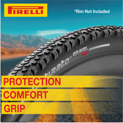Pirelli Cinturato Gravel RC TLR 45-622 (700 x 45c) Road Bicycle Tire & 33/45-622 Presta Cinturato SmarTUBE - SpeedGrip Compound, Clincher Type, Tubeless Ready Bike Tire with Keychain