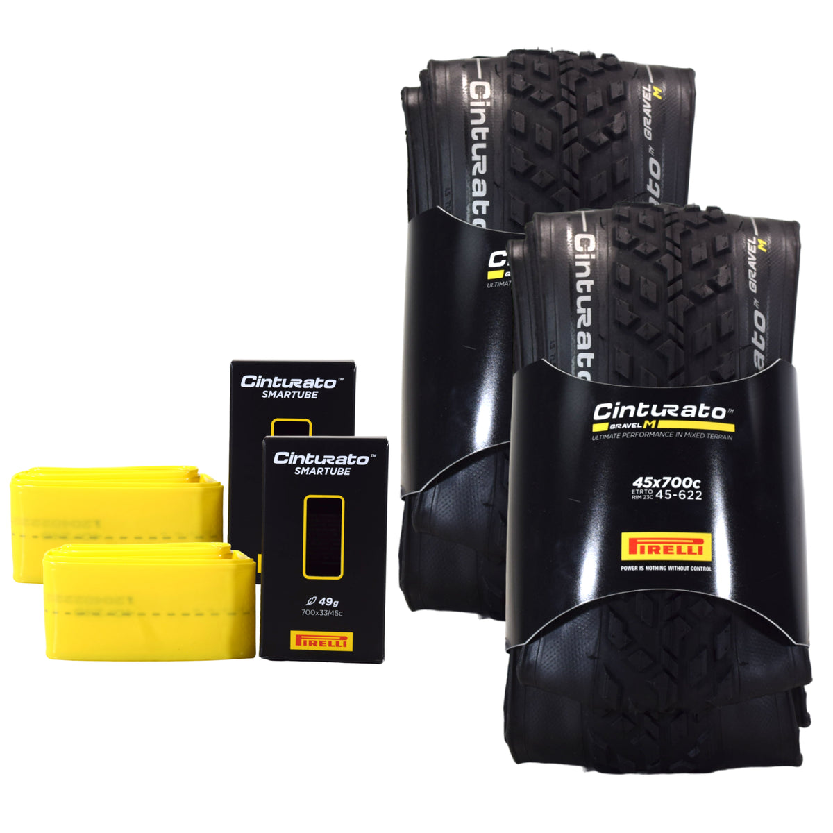 Pirelli Cinturato Gravel M 45-622(700 x 45c) & SmarTube 700x33/45c (2 Each)