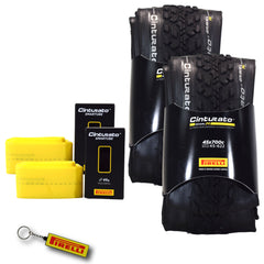 Pirelli Cinturato Gravel M TLR 45-622 (700 x 45c) Road Bicycle Tire & 33/45-622 Presta Cinturato SmarTUBE - SpeedGrip Compound, Tubeless Ready Bike Tire with Keychain (2 Pack Tires & Tubes)