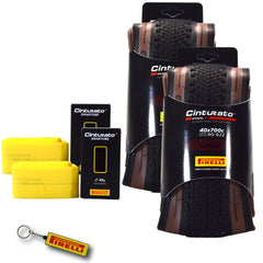 Pirelli Cinturato Gravel H TLR Classic 40-622 (700 x 40c) Road Bicycle Tire & 33/45-622 Presta Cinturato SmarTUBE - SpeedGrip Compound, Tubeless Ready Bike Tire with Keychain (2 Pack Tires & Tubes)
