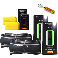 Pirelli Cinturato Velo TLR Reflective 35-622 (700 x 35c) Road Bicycle Tire & 33/45-622 Presta P ZERO SmarTUBE - Armour Tech, Tubeless Ready Bike Tire with Keychain 700x35c(2-Pack Tire & Tubes)