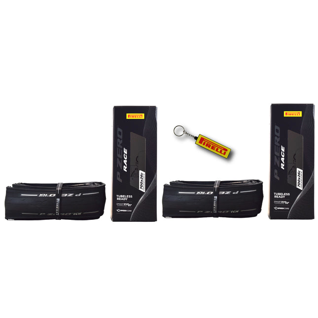Pirelli P ZERO Race TLR 26-622 (700x26c) Road Bike Tire - Tubeless Ready, Lightweight, High-Performance Bicycle Tire for Road Racing & Training – Foldable, SmartEVO Compound w/Keychain (2Pk)