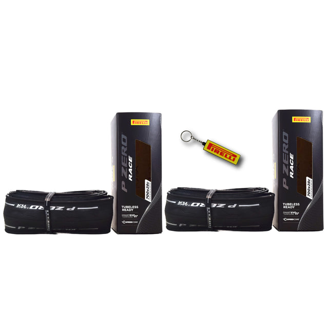 Pirelli P ZERO Race TLR 28-622 (700x28c) Road Bike Tire - Tubeless Ready, Lightweight, High-Performance Bicycle Tire for Road Racing & Training – Foldable, SmartEVO Compound w/Keychain (2Pk)