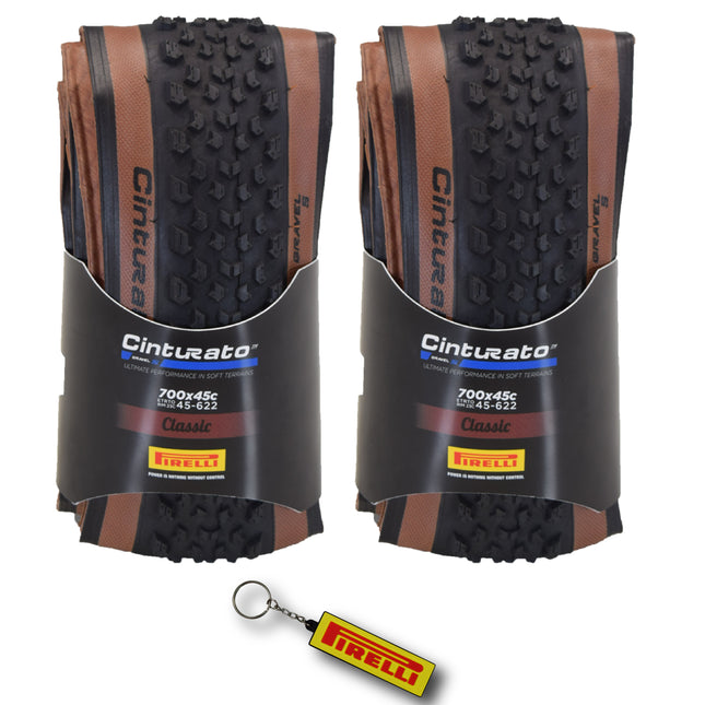 Pirelli Cinturato Gravel S TLR Classic 45-622 (700 x 45c) Road Bicycle Tire - SpeedGrip Compound, Clincher Type, Tubeless Ready Bike Tire with Keychain 700x45c (2 Pack)