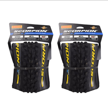 Pirelli Scorpion Enduro S Yellow Label 65-622 (29x 2.4) MTB Bicycle Tire  - Designed for Demanding XC Courses, 60TPI and Hard Wall Casing- Mountain Bike Tire w/Keychain (2 Pk)