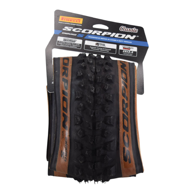 Pirelli Scorpion Enduro S Classic Tan 60-622 (29x 2.4) MTB Bicycle Tire  - Designed for Extreme and Loose Courses, 60TPI and Hard Wall Casing- Mountain Bike Tire