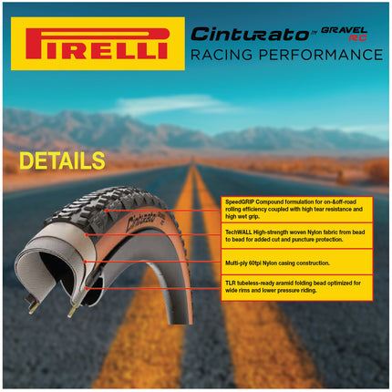 Pirelli Cinturato Gravel RC Classic 40-622 (700 x 40c) Race Bicycle Tire - SpeedGrip Compound, Clincher Type, Tubeless Ready Bike Tire with Keychain 700x40c (2 Pack)