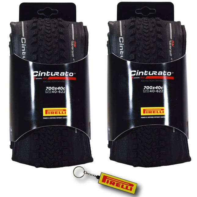 Pirelli Cinturato Gravel RC 40-622 (700 x 40c) Race Bicycle Tire - SpeedGrip Compound, Clincher Type, Tubeless Ready Bike Tire with Keychain 700x40c (2 Pack)