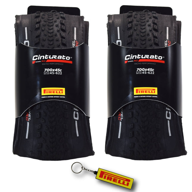 Pirelli Cinturato Gravel RC TLR 45-622 (700 x 45c) Road Bicycle Tire - SpeedGrip Compound, Clincher Type, Tubeless Ready Bike Tire with Keychain 700x45c (2 Pack)
