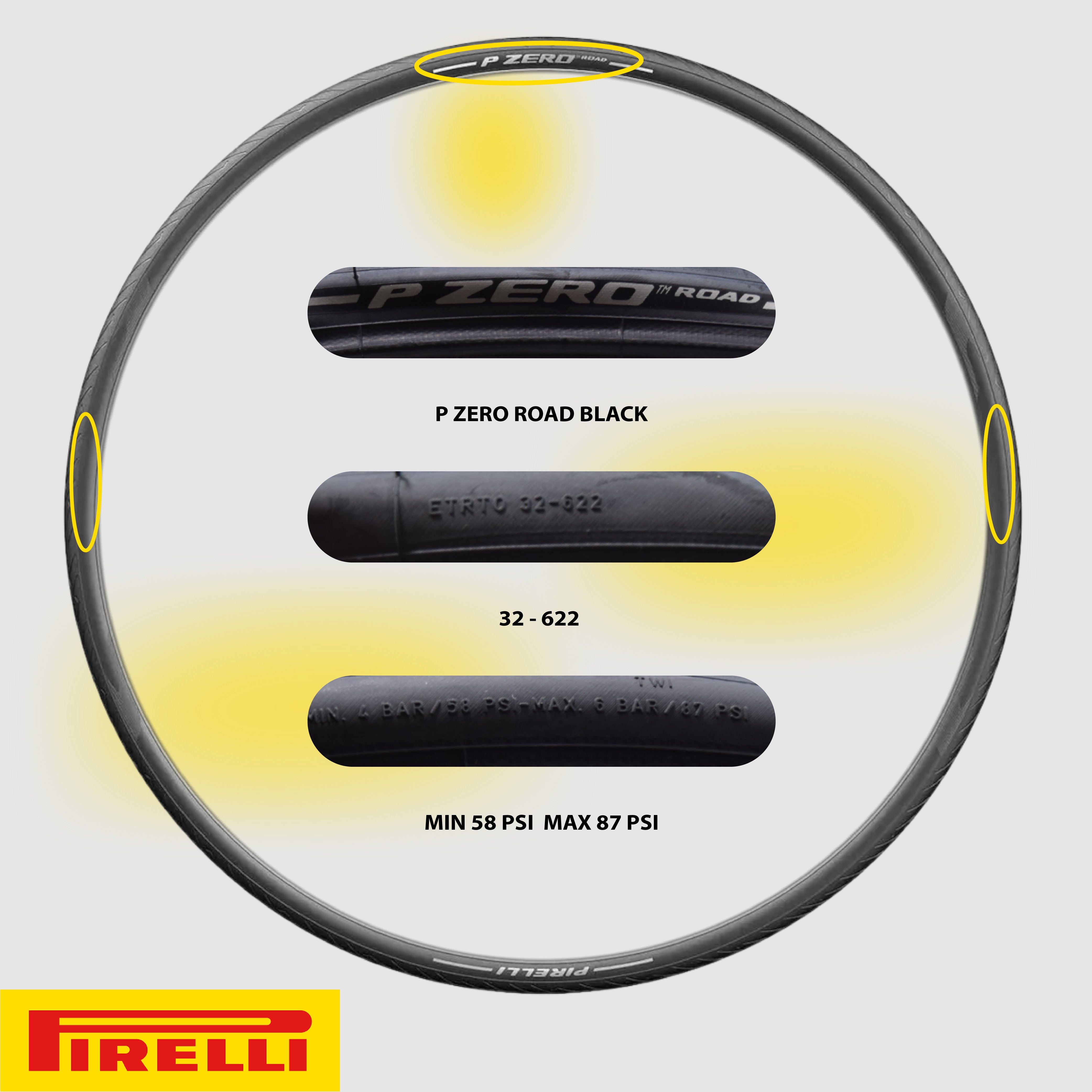 Pirelli P ZERO Road 32-622 (700 x 32c) Bicycle Tires (Single) - Tube-Type Clincher Tires for Unmatched Performance and Versatility, EVO Compound, TechBELT Carcass, Lightweight Design