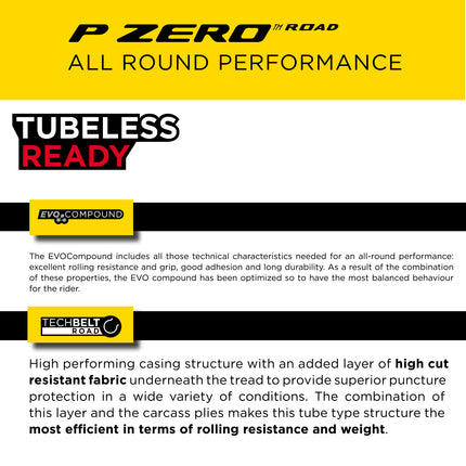 Pirelli P ZERO Road Bike Tire 32-622 (700x32c) - Tube Type Bicycle Tire, Durable All-Round Performance, High Grip, Clincher Tire for Road Cycling - EVO Compound, TechBELT Construction w/Keychain(2 Pk)