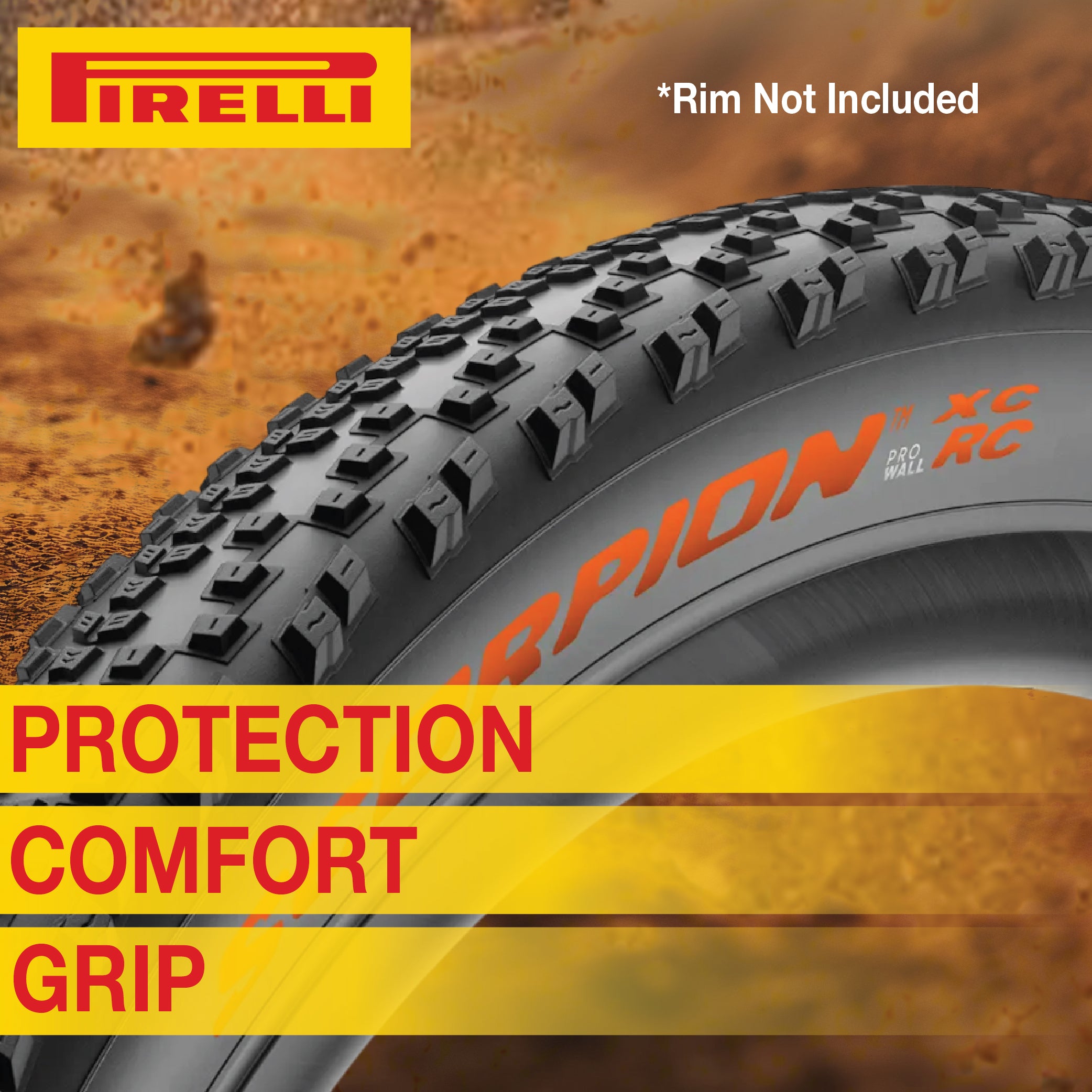 Pirelli Scorpion XC RC Orange Label 60-622 (29x 2.4) MTB Bicycle Tire  - Designed for Demanding Natural, Hardpacked, & Loose Courses, 120TPI and ProWall Casing- Mountain Bike Tire