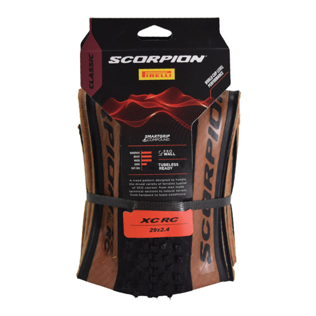 Pirelli Scorpion XC RC Classic Tan Label 60-622 (29x 2.4) MTB Bicycle Tire  - Designed for Demanding Natural, Hardpacked, & Loose Courses, 120TPI and ProWall Casing- Mountain Bike Tire