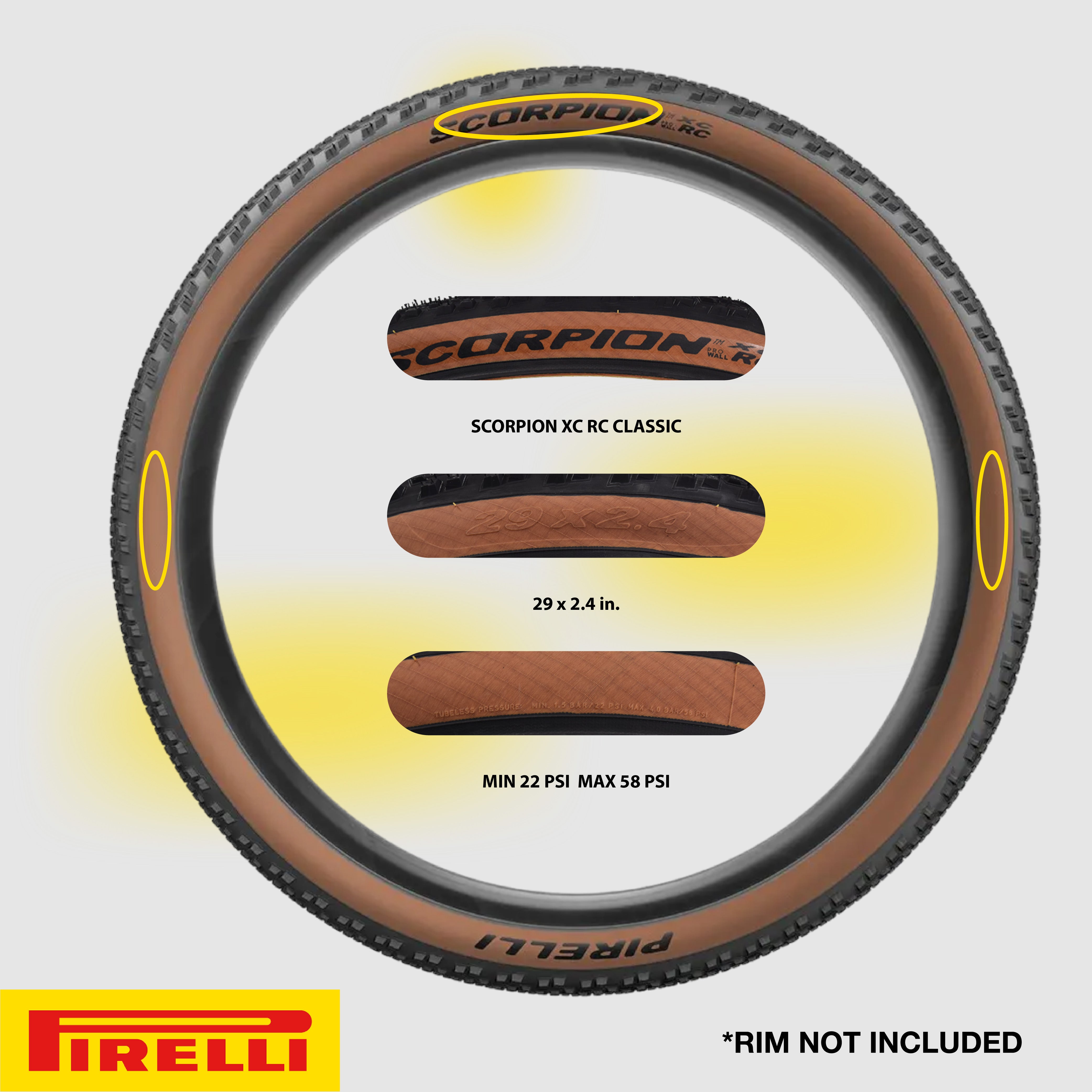 Pirelli SCORPION™ XC RC Classic (29 x 2.4)  Peak Performance for Demanding XC Racing SmartGRIP Compound ProWALL Technology Versatile Tread Design