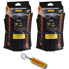Pirelli Scorpion XC M Orange Label 60-622 (29x 2.4) MTB Bicycle Tire  - Designed for Hardpacked Courses and Mixed Terrains, 120TPI and ProWall Casing- Mountain Bike Tire w/Keychain (2 Pk)