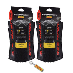 Pirelli Scorpion XC M Red Label 60-622 (29x 2.4) MTB Bicycle Tire  - Designed for Hardpacked Courses and Mixed Terrains, 120TPI and ProWall Casing- Mountain Bike Tire w/Keychain (2 Pk)