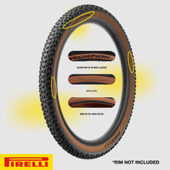 Pirelli SCORPION™ Sport XC M Classic Bicycle Tire (29 x 2.4) Durable Performance for Relaxed MTB Rides, Procompound Endurance, ProWALL Technology, Medium Profile Tread Pattern