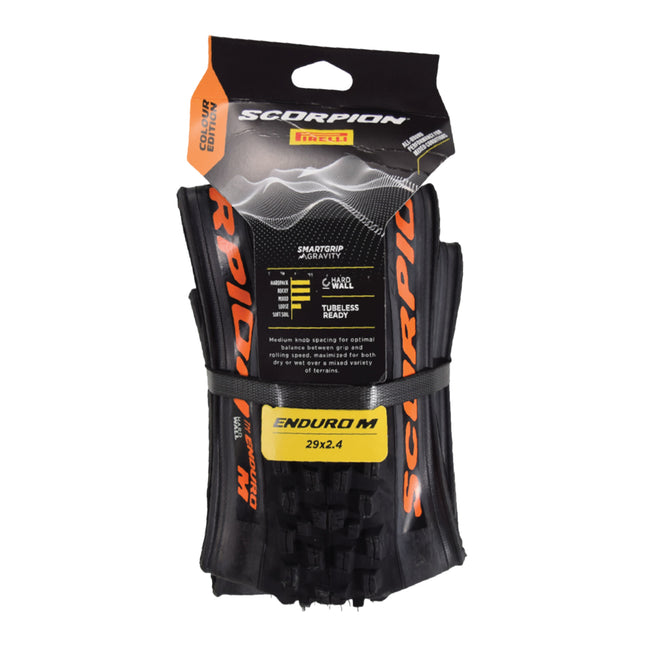 Pirelli Scorpion Enduro M Orange Color (29  x 2.4) Mountain Bicycle Tire Tubeless Ready, HardWALL 60 TPI High-Performance All-Terrain Tire for Enduro Trail & Aggressive XC Riding Mountain Bike