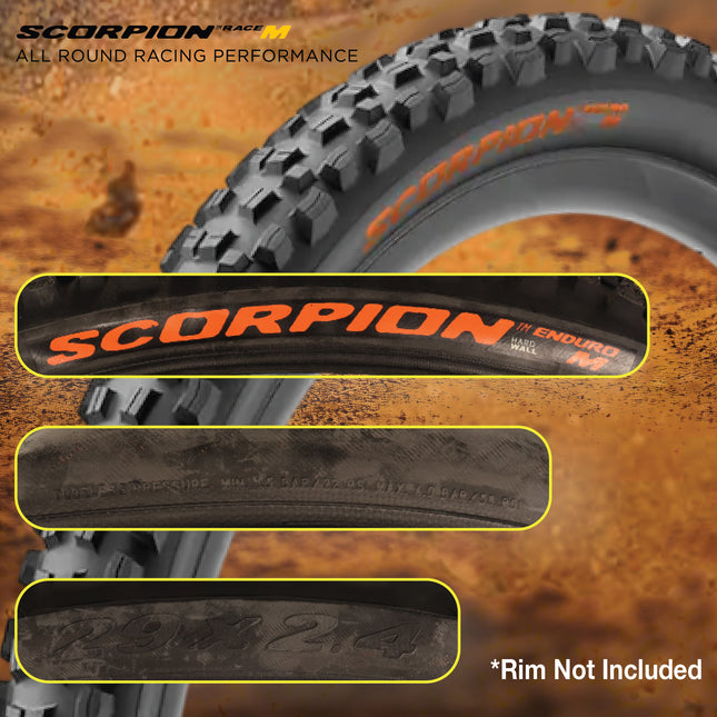 Pirelli Scorpion Enduro M Orange Color (29  x 2.4) Mountain Bicycle Tire Tubeless Ready, HardWALL 60 TPI High-Performance All-Terrain Tire for Enduro Trail & Aggressive XC Riding Mountain Bike