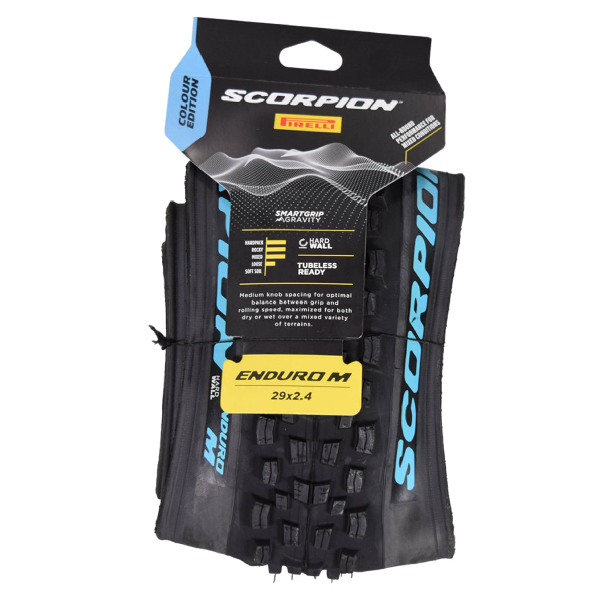 Pirelli Scorpion Enduro M Turchese Color Edition Mountain Bicycle Tire 29x2.4 - Tubeless High-Performance Tear-Resistant MTB Tire with Smartgrip Gravity & HardWall for XC Racing, Trail & Enduro Riding