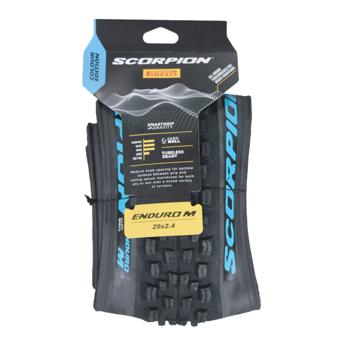 Pirelli Scorpion Enduro M Turchese Color 29x2.4 Mountain Bicycle Tire Tubeless Ready, HardWALL 60 TPI High-Performance All-Terrain Tire for Enduro Trail & Aggressive XC Riding Mountain Bike