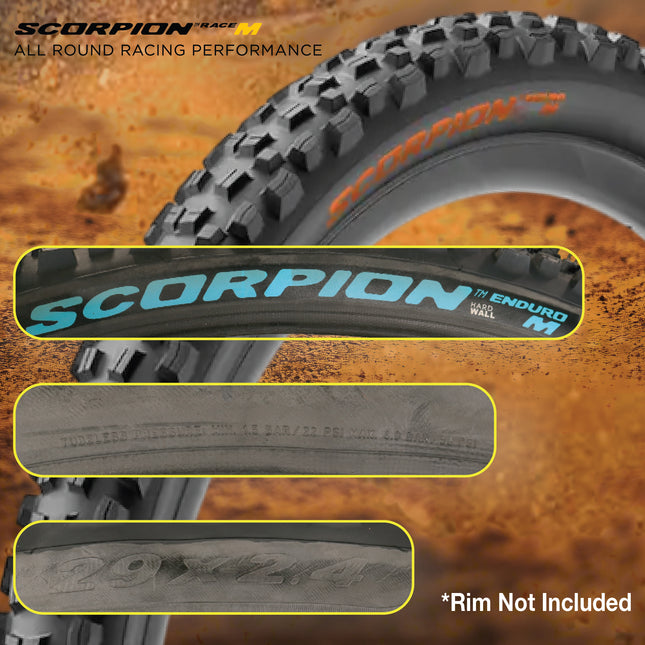 Pirelli Scorpion Enduro M Turchese Color 29x2.4 Mountain Bicycle Tire Tubeless Ready, HardWALL 60 TPI High-Performance All-Terrain Tire for Enduro Trail & Aggressive XC Riding Mountain Bike