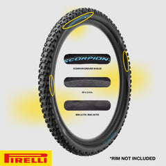 Pirelli Scorpion Enduro M Turchese Color Edition Mountain Bicycle Tire 29x2.4 - Tubeless High-Performance Tear-Resistant MTB Tire with Smartgrip Gravity & HardWall for XC Racing, Trail & Enduro Riding