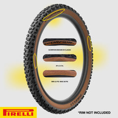 Pirelli Scorpion Enduro M Classic (29" x 2.4) Bicycle Tire ,Versatile Performance from daily riding on local trails to weekend racing ,Folding, Tubeless, SmartGrip Gravity, HardWall, 60 TPI