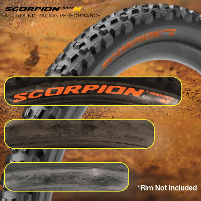 Pirelli Scorpion Enduro M Orange Color (29 x 2.6) Mountain Bicycle Tire Tubeless Ready, HardWALL 60 TPI High-Performance All-Terrain Tire for Enduro Trail & Aggressive XC Riding Mountain Bike