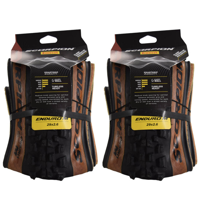Pirelli Scorpion Enduro M Classic 29x2.6 Mountain Bicycle Tire Tubeless Ready, HardWALL 60 TPI High-Performance All-Terrain Tire for Enduro Trail & Aggressive XC Riding Mountain Bike w/Keychain (2 Pk)