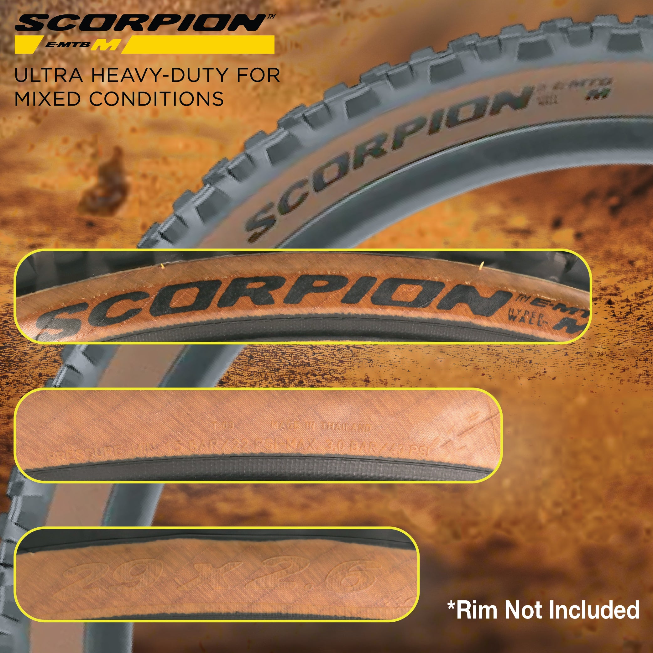Pirelli Scorpion E-MTB M 65-584 (29 x 2.6) MTB Bicycle Tire - Versatile E-Mountain Bike Tire for Trail and Enduro Use, Mixed Terrain, E-Bike MTB, 120 TPI Mountain Bike Tires w/Keychain (2Pk)