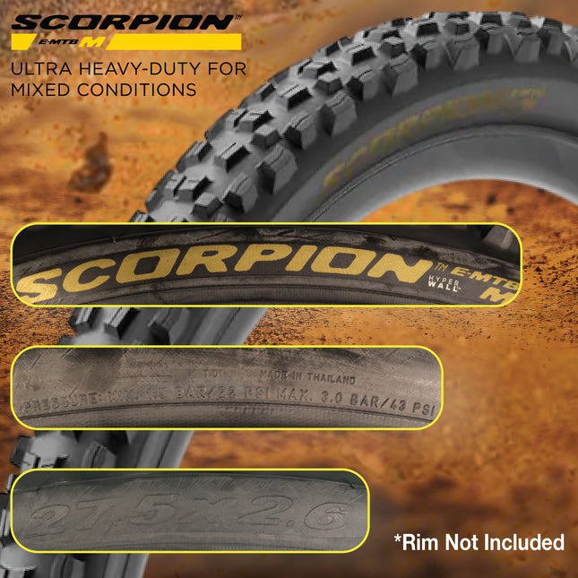 Pirelli Scorpion E-MTB M Gold Color Edition 27.5x2.6 Mountain Bicycle Tire Tubeless High-Performance Tear-Resistant E-MTB Tire for XC Racing Trail & Enduro Riding 60 TPI Mountain Bike w/Keychain(2 Pk)