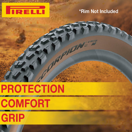 Pirelli Scorpion E-MTB M 65-584 (27.5 x 2.6) MTB Bicycle Tire - Versatile E-Mountain Bike Tire for Trail and Enduro Use, Mixed Terrain, E-Bike MTB, 120 TPI Mountain Bike Tires w/Keychain (2Pk)