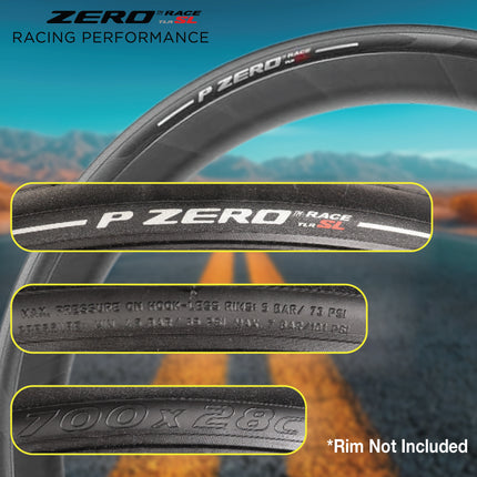 Pirelli P ZERO Race TLR SL 28-622(700x28c) & SmarTUBE EVO 25/28-622 700C Road Bike Tire & Presta Tube Set- Super Lightweight, Bicycle Tire & Tube Set for Road Racing - SmartEVO Compound w/Keychain