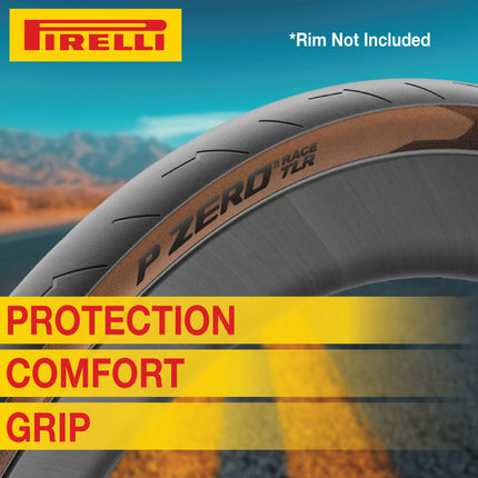 Pirelli P ZERO Race TLR Classic 26-622(700x26c) & SmarTUBE 25/28-622 700C Road Bike Tire & Tube Set-Lightweight, Bicycle Tire & Tube Set for Road Racing-Tan Sidewall, SmartEVO Compound w/Keychain