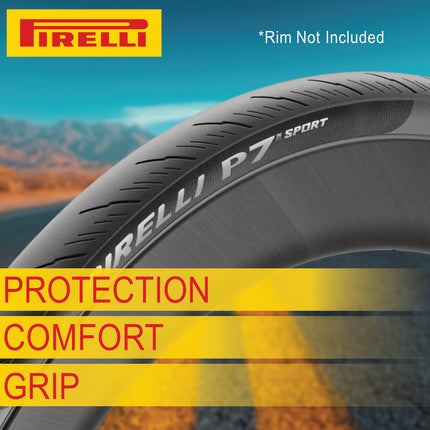 Pirelli P7 Sport 32-622 (700x32c) Road Bike Tire & SmarTUBE 25/28-622 700C Presta Tube Set -  All-Round Performance - 60tpi TechBELT Casing & PRO Compound for Comfort & Handling w/Keychain