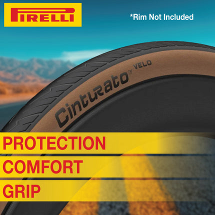 Pirelli Cinturato Velo TLR Classic 28-622 (700 x 28c) Road Bicycle Tire & 25/28-622 Presta P ZERO SmarTUBE - Armour Tech, Clincher Type, Tubeless Ready Bike Tire with Keychain 700x28c