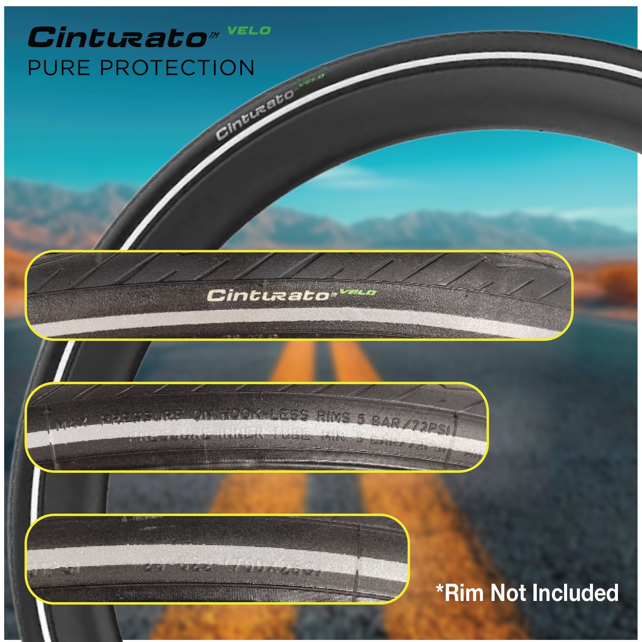 Pirelli Cinturato Velo TLR Reflective 28-622 (700 x 28c) Road Bicycle Tire & 23/28-622 Presta P ZERO SmarTUBE - Armour Tech, Clincher Type, Tubeless Ready Bike Tire with Keychain 700x28c