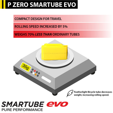 Pirelli P ZERO Race TLR 26-622(700x26c) & SmarTUBE EVO 25/28-622 700C Road Bike Tire & Presta Tube Set- Lightweight, Bicycle Tire & Tube Set for Road Racing - SmartEVO Compound w/Keychain