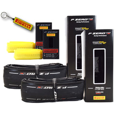 Pirelli P ZERO Race TLR SL 26-622(700x26c) & SmarTUBE EVO 25/28-622 700C Road Bike Tire & Presta Tube Set- Super Lightweight, Bicycle Tire & Tube Set for Road Racing -SmartEVO Compound w/Keychain(2Pk)