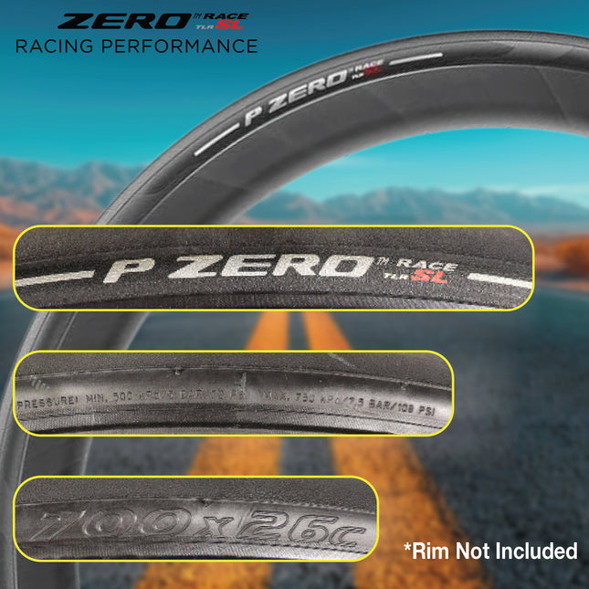 Pirelli P ZERO Race TLR SL 26-622(700x26c) & SmarTUBE EVO 25/28-622 700C Road Bike Tire & Presta Tube Set- Super Lightweight, Bicycle Tire & Tube Set for Road Racing -SmartEVO Compound w/Keychain(2Pk)