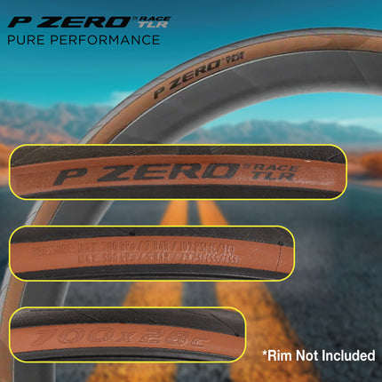 Pirelli P ZERO Race TLR Classic 28-622(700x28c) & SmarTUBE 25/28-622 700C Road Bike Tire & Tube Set-Lightweight, Bicycle Tire & Tube Set for Road Racing-Tan Sidewall, SmartEVO Compound w/Keychain(2Pk)