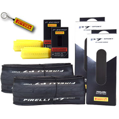 Pirelli P7 Sport 28-622 (700x28c) Road Bike Tire & SmarTUBE 25/28-622 700C Presta Tube Set -  All-Round Performance - 60tpi TechBELT Casing & PRO Compound for Comfort & Handling w/Keychain (2 Pk)