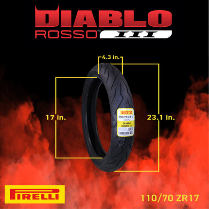 Pirelli Diablo Rosso III 110/70ZR17 Front & 150/60ZR17 Rear Tires with Keychain