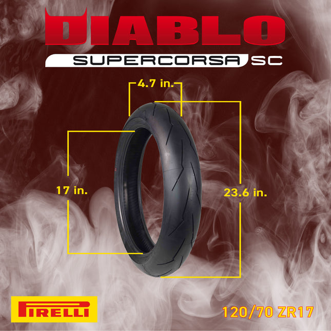 Pirelli Diablo SUPERCORSA V3 Front 120/70ZR17 (58 W) & Rear 180/55ZR17 (73 W) Motorcycle Tires  - High Performance, Durable, & Reliable Tire for Street Racing Bikes w/ Keychain