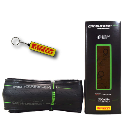 Pirelli Cinturato Velo TLR 28-622 (700 x 28c) Road Bicycle Tire - Great Protection for Long-Distances and Various Terrains - Armour Tech, Clincher Type, Tubeless Ready Bike Tire with Keychain 700x28c