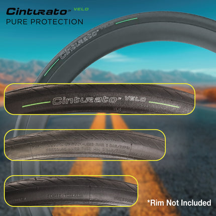Pirelli Cinturato Velo TLR 28-622 (700 x 28c) Road Bicycle Tire - Great Protection for Long-Distances and Various Terrains - Armour Tech, Clincher Type, Tubeless Ready Bike Tire with Keychain 700x28c