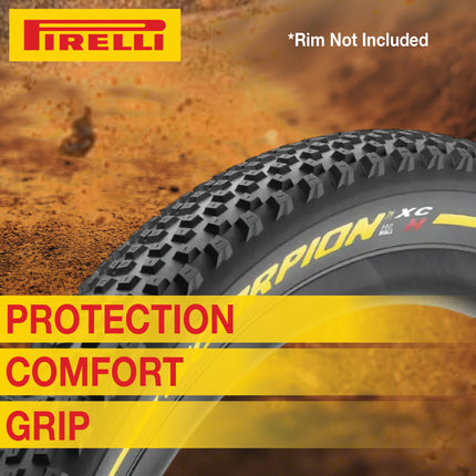 Pirelli Scorpion  XC H Yellow Label 55-622 (29x 2.2) MTB Bicycle Tire  - Designed for Hardpacked Courses, 120TPI and ProWall Casing- Mountain Bike Tire w/Keychain